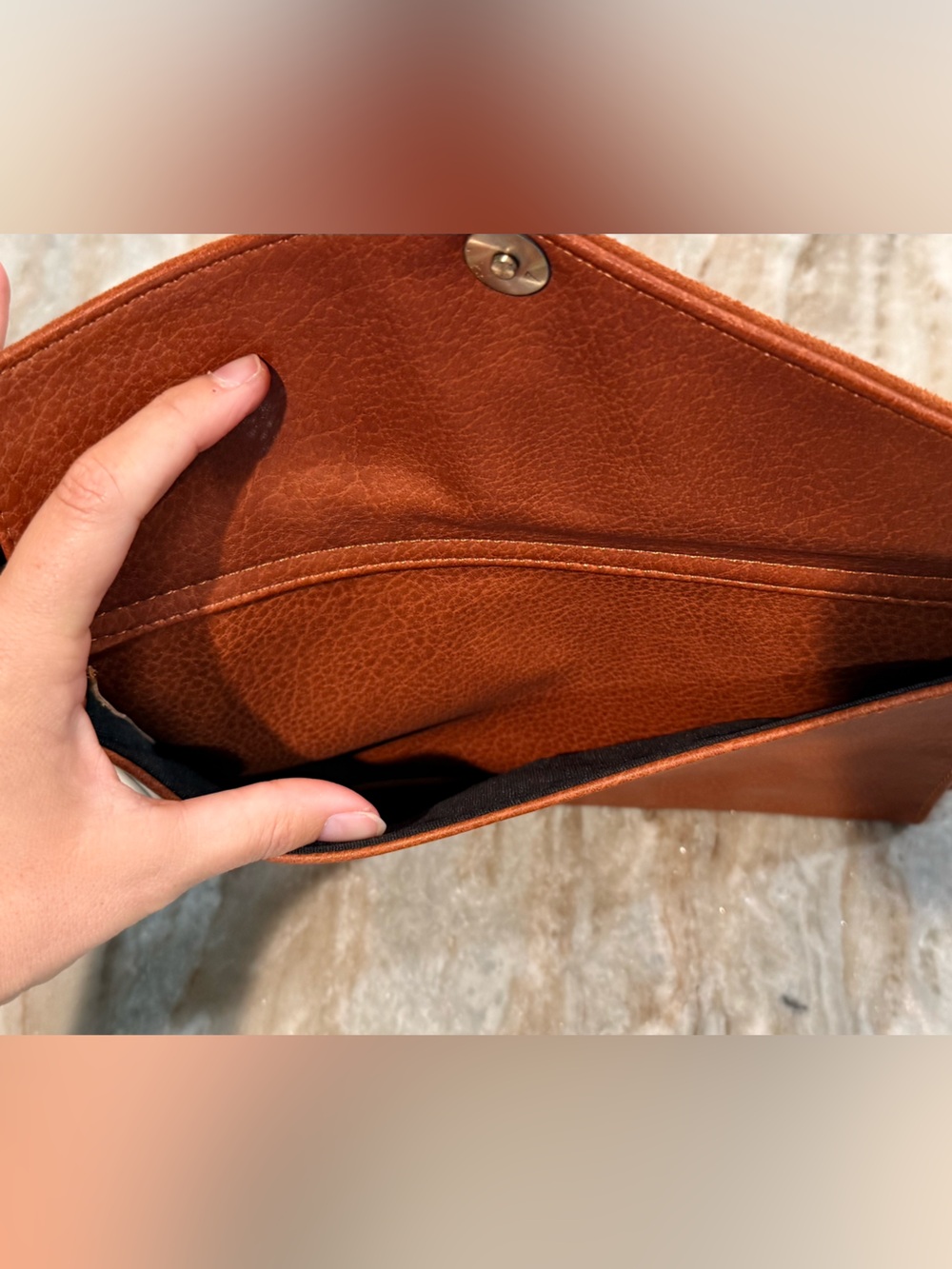 NWT STREET LEVEL Abri brown leather envelope clutch/crossbody - Picture 5 of 7